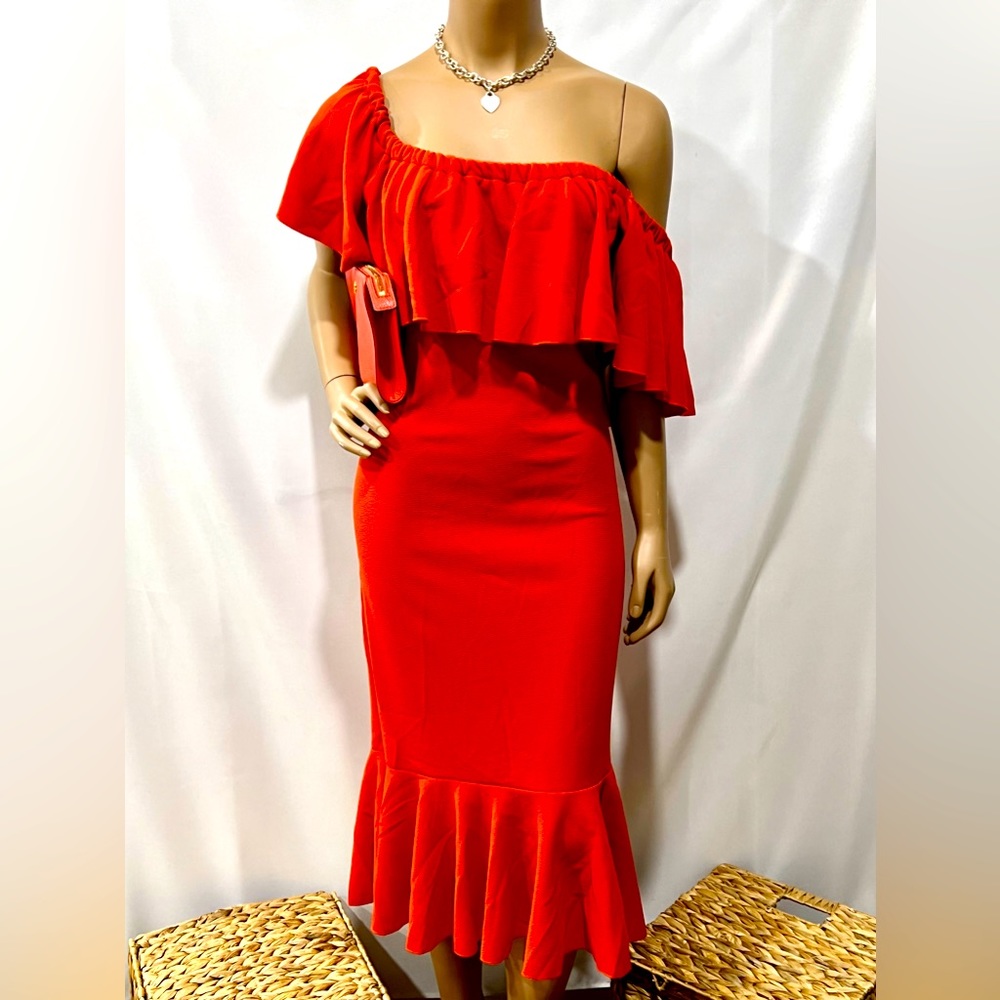 Sexy off the shoulder burnt orange dress 👗✨💕